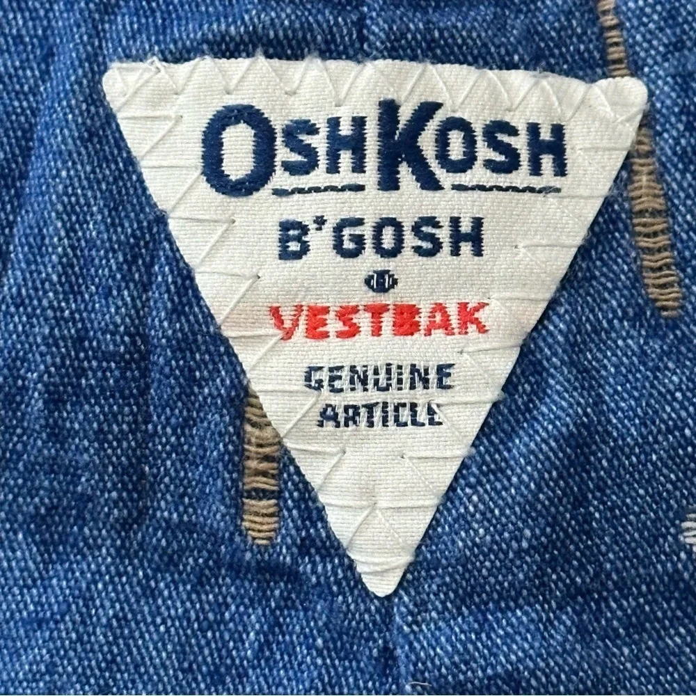 OshKosh B’Gosh Vestbak Vtg 3/6M Denim Baseball Embroidered Balls Bats Overalls